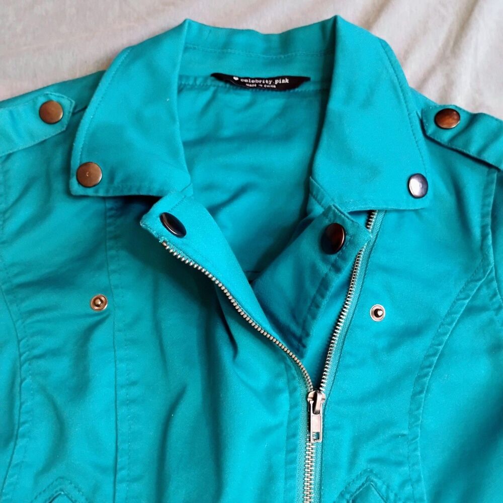 Celebrity Pink y2k Teal Outfit Set Womens Small / Pants Size 1 Moto Jacket Pants - Picture 5 of 16